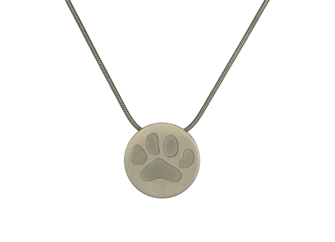 Round Pendant with Large Paw - Pewter-image