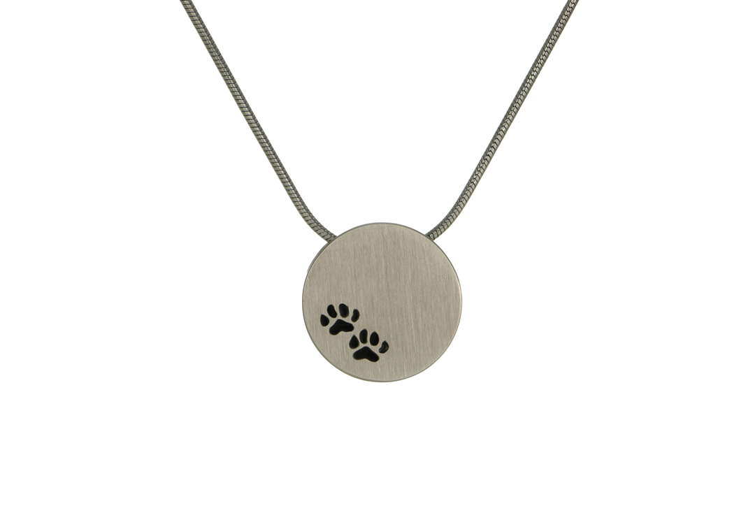 Round Pendant with Paws - Pewter-image