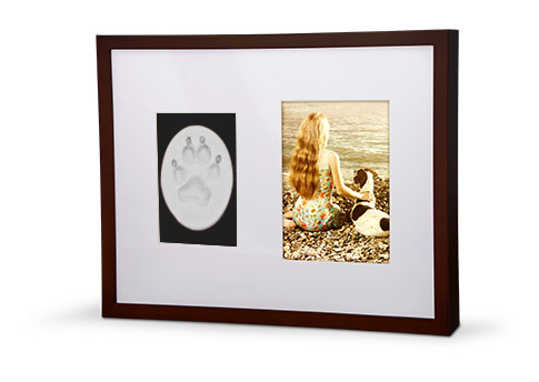 Wall Frame Photo Paw Print Urn - Mahogany-image