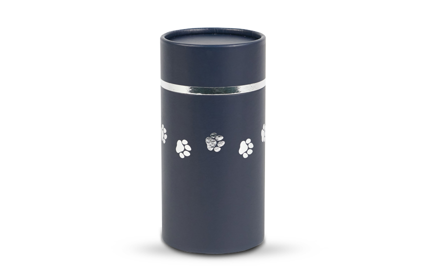 Blue Scattering Tube Urn with Paw Prints-image