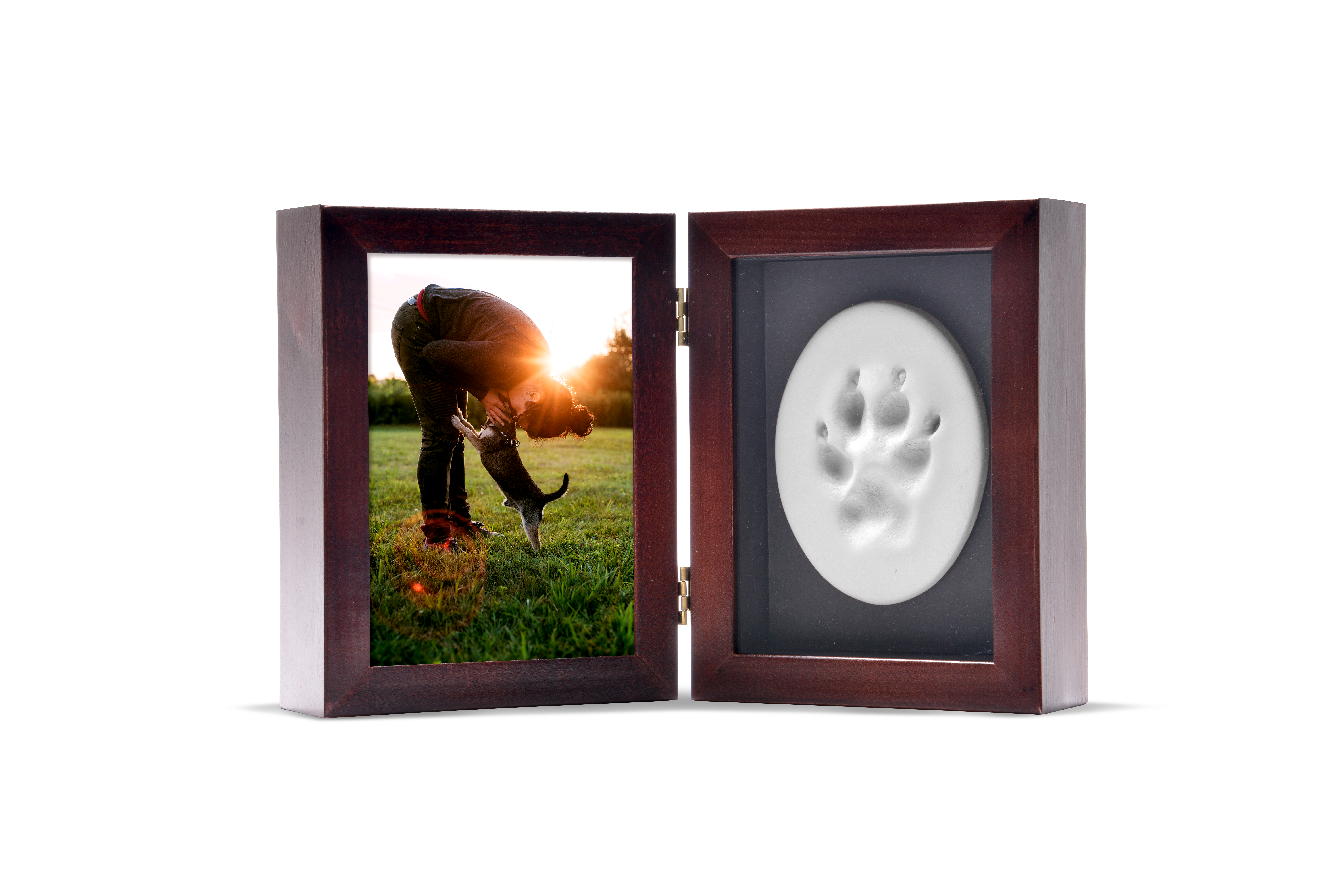 Tabletop Photo Paw Print Urn - Mahogany-image