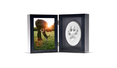 Tabletop Photo Paw Print Urn - Black-image